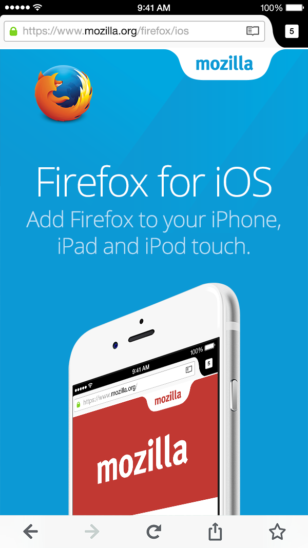 Pantallazo de Firefox para iOS